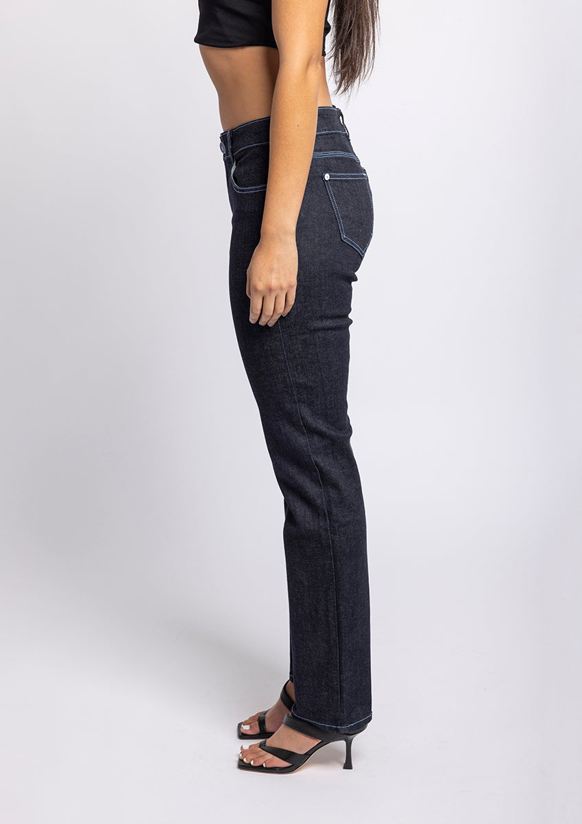 Tioke Low Rise Organic Blue Stitch Jean