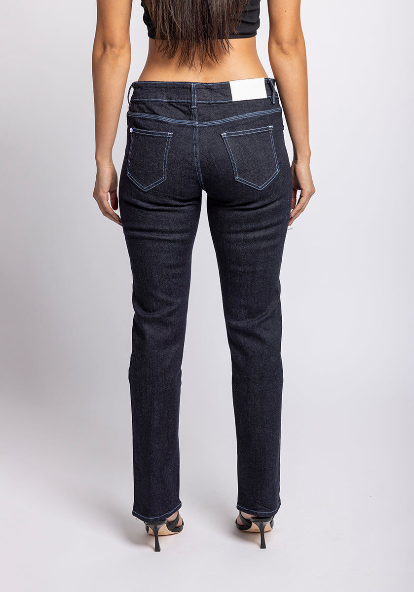 Tioke Low Rise Organic Blue Stitch Jean