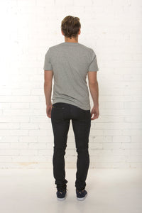 Back side of dark blue organic denim jean by TRi COLOUR FEDERATiON