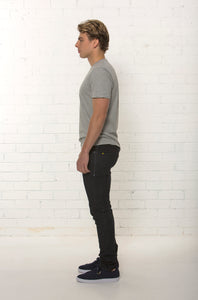 Side profile of dark blue organic denim jean by TRi COLOUR FEDERATiON